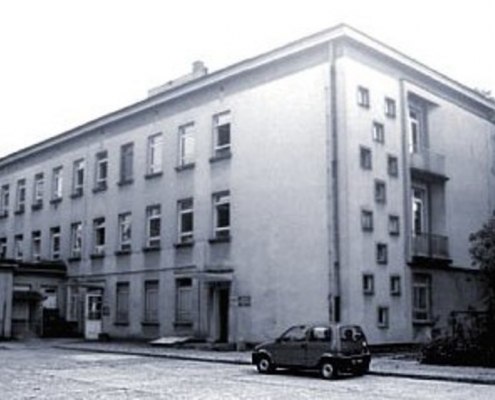 Budynek szpitalny fotografia czarno-biała