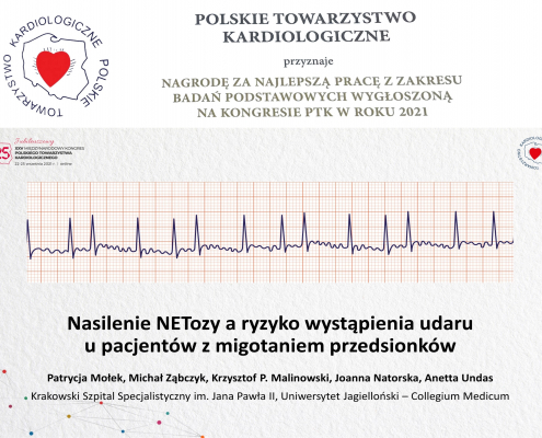 Dyplom za najlepszą pracę z zakresu badań podstawowych wygłoszoną na kongrecje PTK 2021