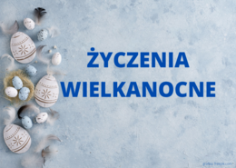 Grafika z pisankami z okazji świąt wielkanocnych na błękitnym tle