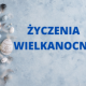 Grafika z pisankami z okazji świąt wielkanocnych na błękitnym tle