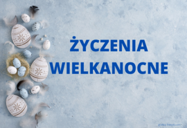 Grafika z pisankami z okazji świąt wielkanocnych na błękitnym tle