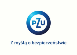 Granatowe logo PZU na białym tle