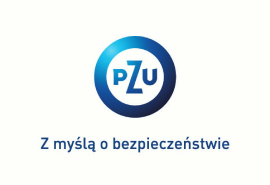 Granatowe logo PZU na białym tle