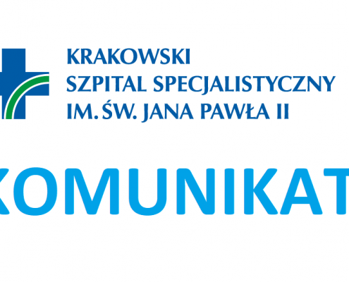 kolorowa grafika z logo szpitala oraz słowem komunikat