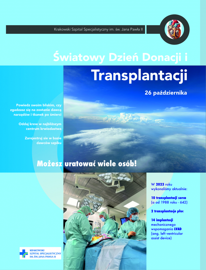 Kolorowy plakat dotyczący transplantacji płuc