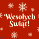 Czerwona grafika z napisem wesołych świąt