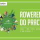 Zielona grafika z hasłem informującym o akcji rowerowej dla pracowników szpitala.
