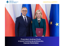 Prezydent Andrzej Duda wraz z prof. Natorską.