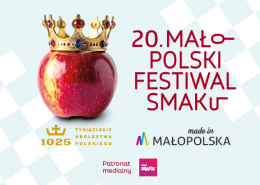 Kolorowy baner informujący o 20. Małopolskim Festiwalu Smaku.