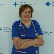 lek. med. Małgorzata Jawor-Bugajska w medycznym ubraniu na białym tle
