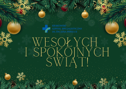 Zielona grafika z napisem wesołych i spokojnych świąt