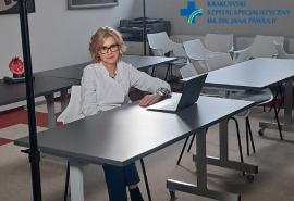 Profesor Ewa Konduracka podczas nagrywania programu telewizyjnego.