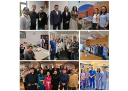 Kolaż siedmiu kolorowych zdjęć z wizyty delegacji Mongolii.