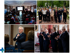 Kolaż czterech kolorowych zdjęć z konferencji.