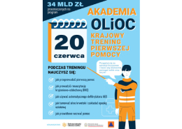 Plakat informujący o Krajowym Treningu Pierwszej Pomocy.