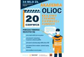 Plakat informujący o Krajowym Treningu Pierwszej Pomocy.