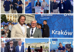 Siedem zdjęć w kolorowym kolarzu z obchodów Światowego Dnia Serca.