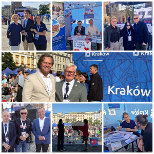 Siedem zdjęć w kolorowym kolarzu z obchodów Światowego Dnia Serca.